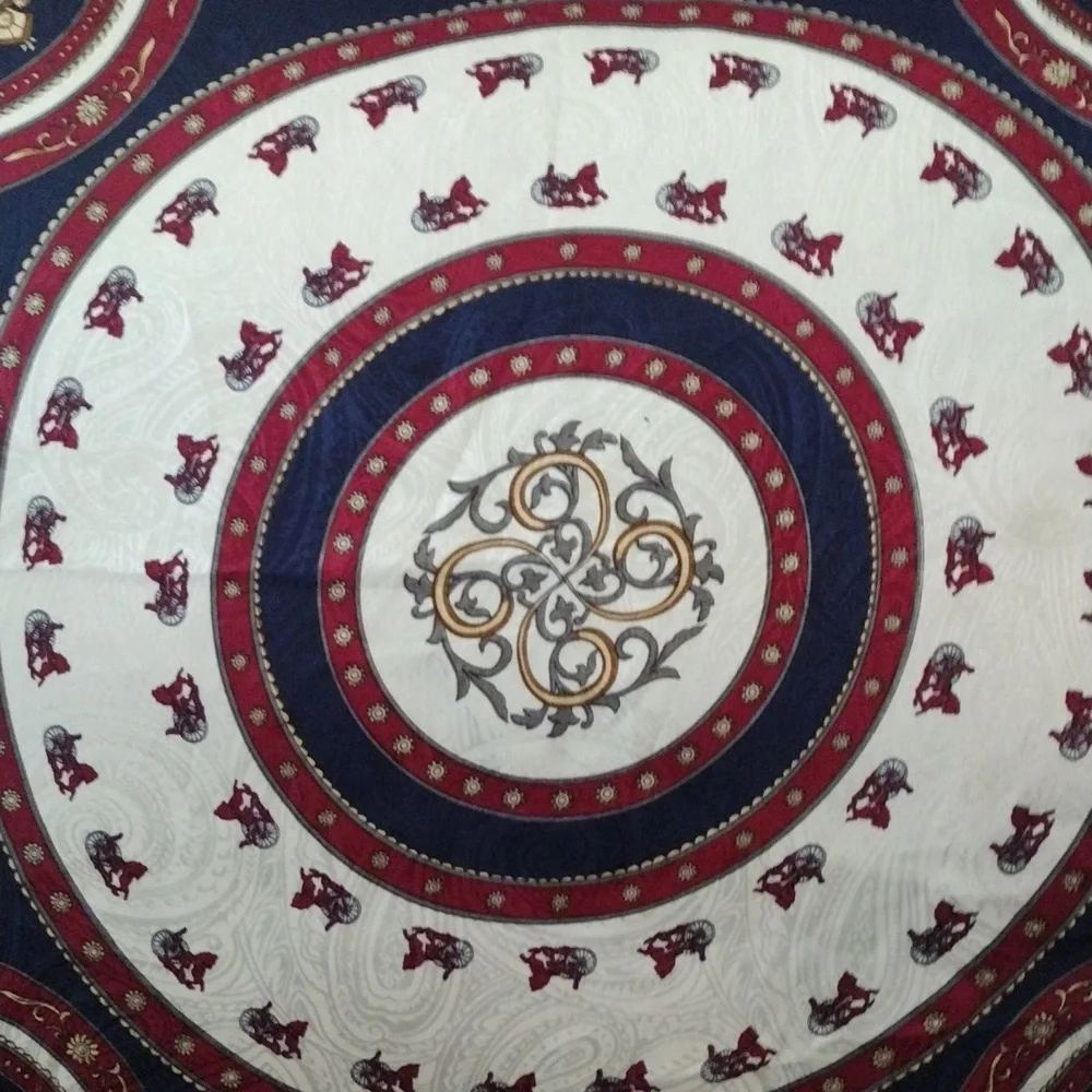 Elegant Red and Blue Patterned Scarf